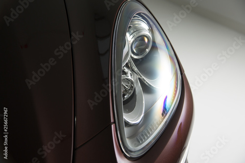 Close up of sports car headlight