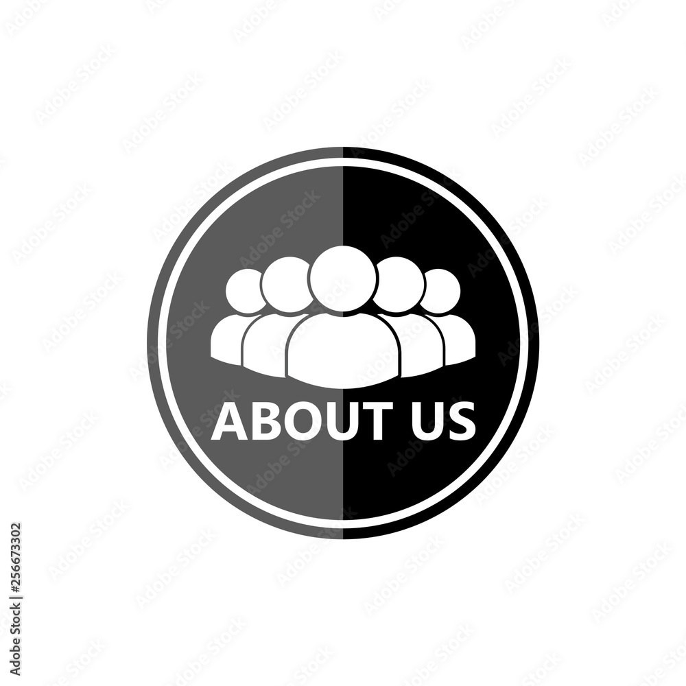 ABOUT US icon or button ABOUT US icon or button