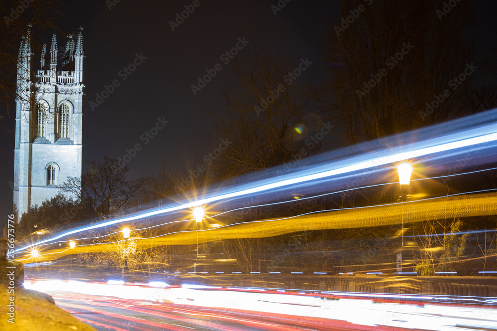 Fototapeta premium Magdalen Tower Long Exposure Light Trail
