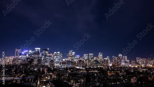 Wallpaper Mural Time lapse at night of Calgary City, Canada. Torontodigital.ca