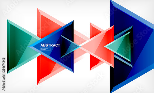 Triangular low poly background design, multicolored triangles