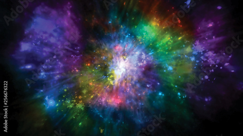 Big Bang colorful explosion black background