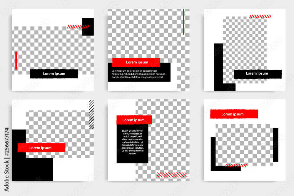 Editable Banner Template Black White and Red