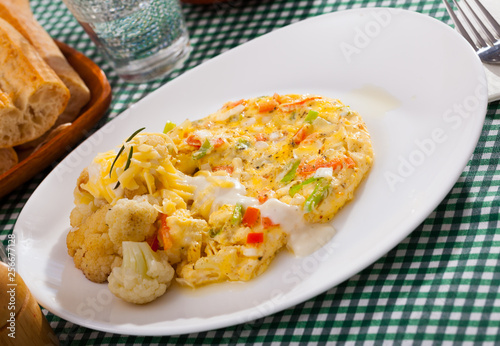 Baked omelet with cauliflower on a plate