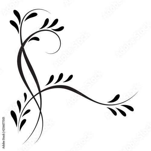 Decorative floral corner ornament for stencil isolated on white