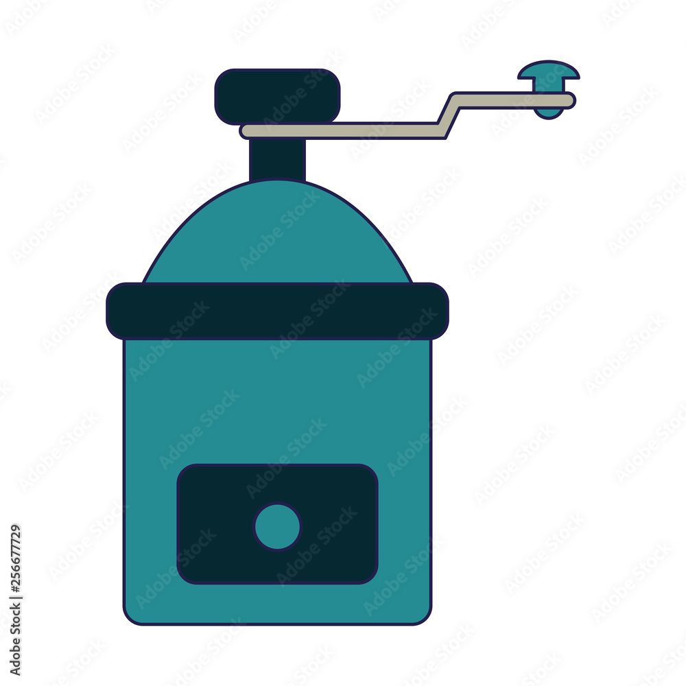 Coffee grinder equipment isolated blue lines Coffee grinder equipment isolated blue lines