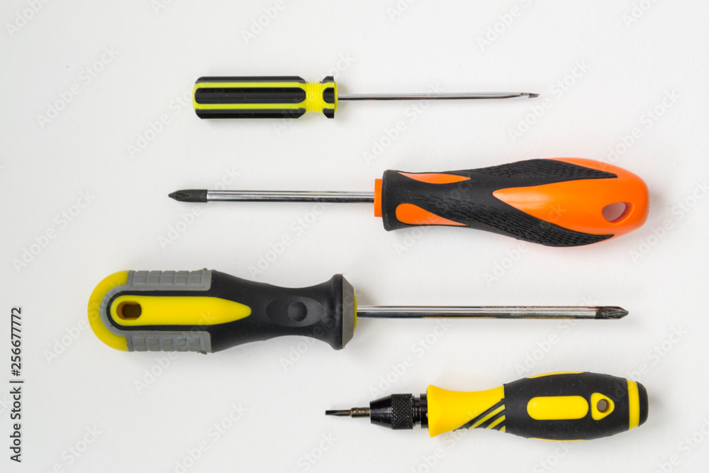 Tools for repairing top view on white background Tools for repairing top view on white background
