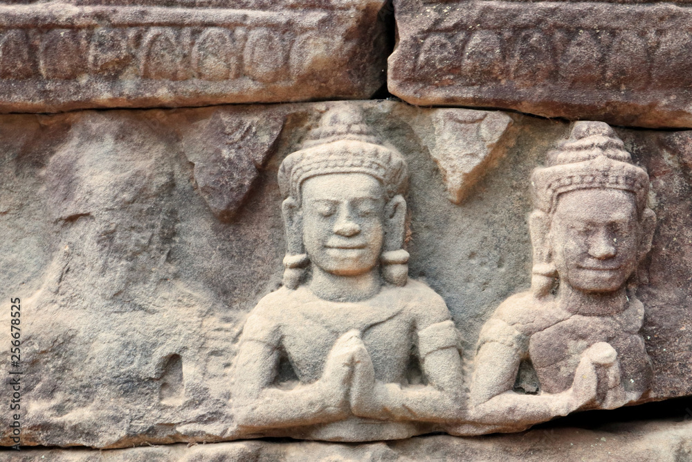 Angkor Wat Wall and Sculpture Texture