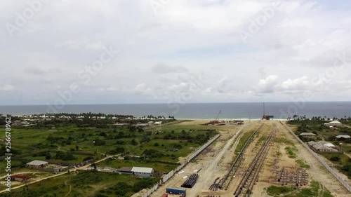 Aerial view of a newly developing satellite town by the Atlantic Ocean, Ibeju Lekki, Lagos, Nigeria photo