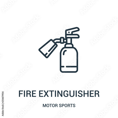 fire extinguisher icon vector from motor sports collection. Thin line fire extinguisher outline icon vector illustration. Linear symbol.