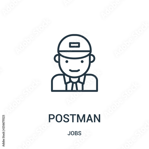 postman icon vector from jobs collection. Thin line postman outline icon vector illustration. Linear symbol.