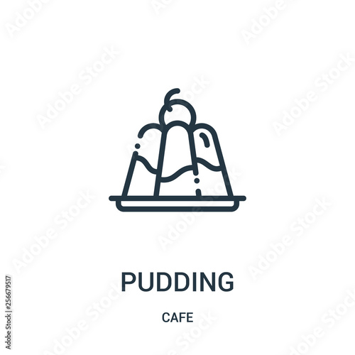 pudding icon vector from cafe collection. Thin line pudding outline icon vector illustration. Linear symbol.