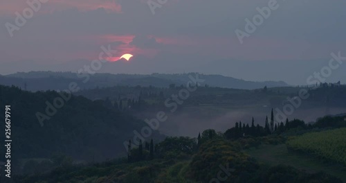 Timelapse sunset tuscany