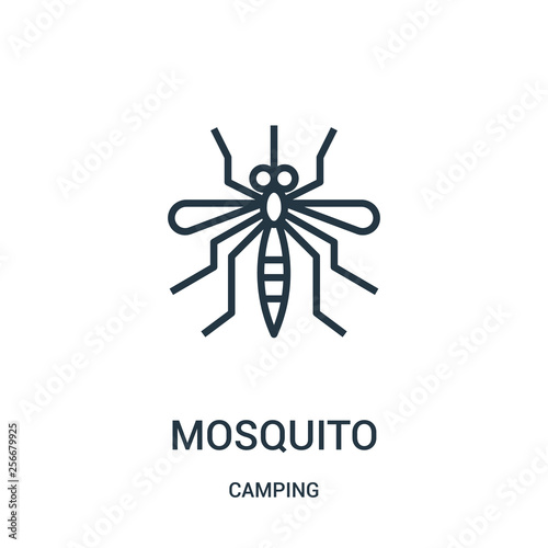 mosquito icon vector from camping collection. Thin line mosquito outline icon vector illustration. Linear symbol.