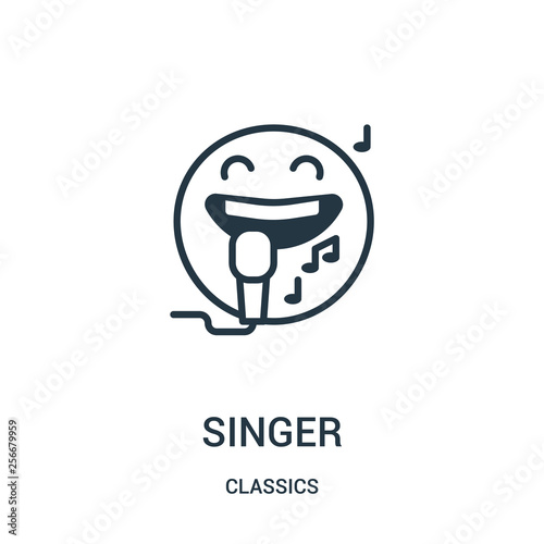 singer icon vector from classics collection. Thin line singer outline icon vector illustration. Linear symbol.