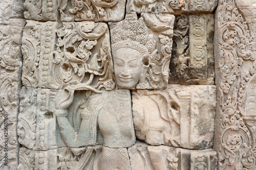 Angkor Wat Wall and Sculpture Texture © slyellow