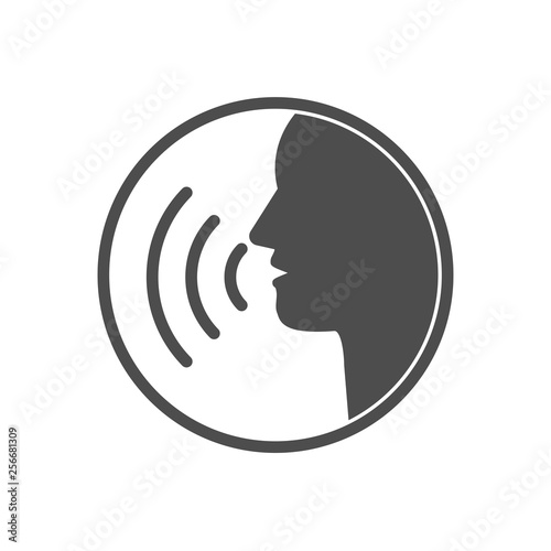 Head, talk, speaking icon. Vector illustration, flat design.