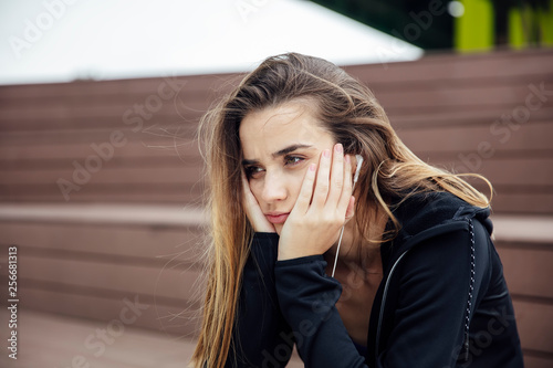Sad and frustrated sporty y...