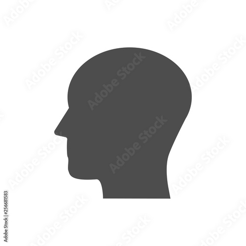 Head, people, profile icon. Vector illustration, flat design.