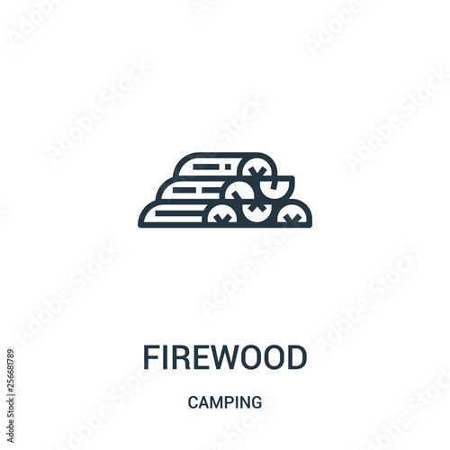 firewood icon vector from camping collection. Thin line firewood outline icon vector illustration. Linear symbol.