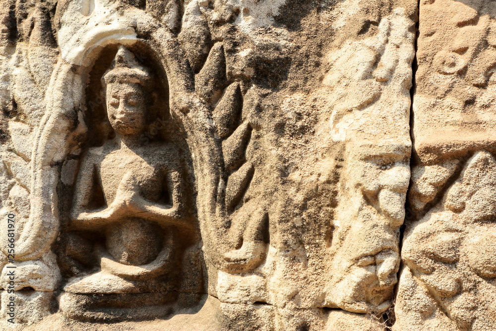 Angkor Wat Wall and Sculpture Texture