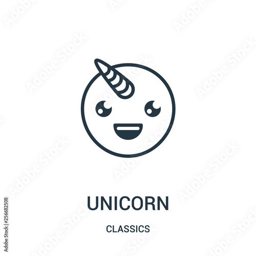 unicorn icon vector from classics collection. Thin line unicorn outline icon vector illustration. Linear symbol.