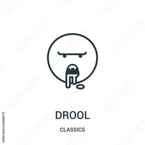 drool icon vector from classics collection. Thin line drool outline icon vector illustration. Linear symbol.