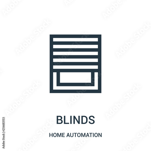 blinds icon vector from home automation collection. Thin line blinds outline icon vector illustration. Linear symbol.