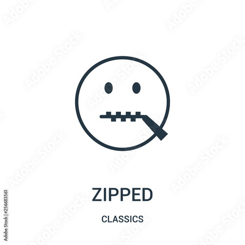 zipped icon vector from classics collection. Thin line zipped outline icon vector illustration. Linear symbol.