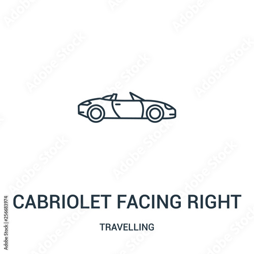 cabriolet facing right icon vector from travelling collection. Thin line cabriolet facing right outline icon vector illustration. Linear symbol.