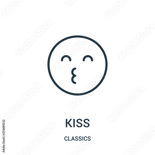 kiss icon vector from classics collection. Thin line kiss outline icon vector illustration. Linear symbol.
