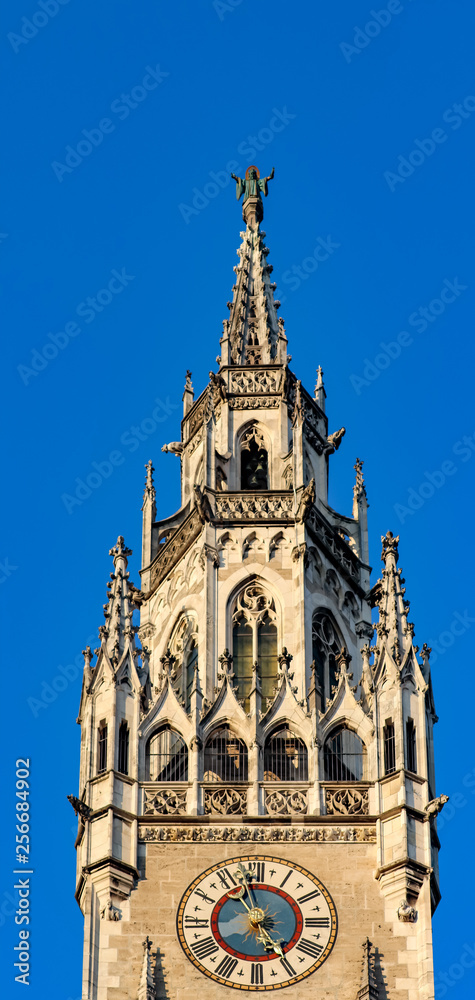 munich city hall top of the tower with patron saint Münchner Kindl