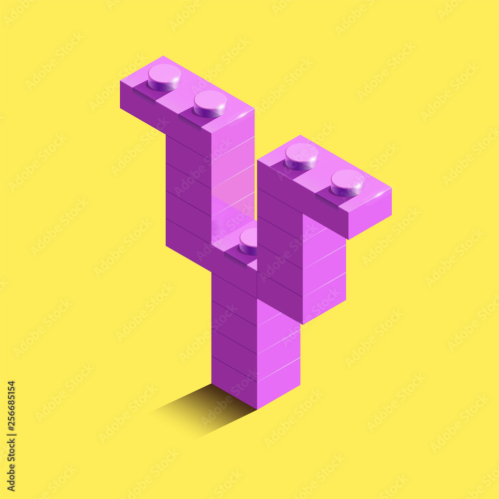 Realistic pink 3d isometric letter Y of the alphabet from constructor bricks. Pink 3d isometric plastic letter from the building blocks.3d letters Realistic pink 3d isometric letter Y of the alphabet from constructor bricks. Pink 3d isometric plastic letter from the building blocks.3d letters