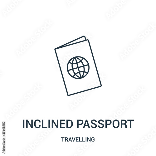 inclined passport icon vector from travelling collection. Thin line inclined passport outline icon vector illustration. Linear symbol.