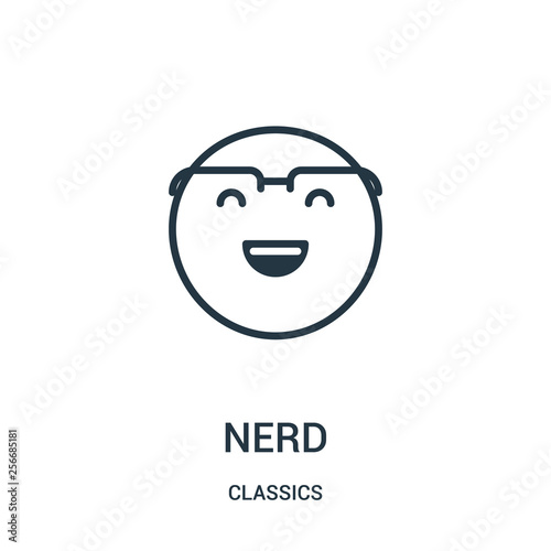 nerd icon vector from classics collection. Thin line nerd outline icon vector illustration. Linear symbol.
