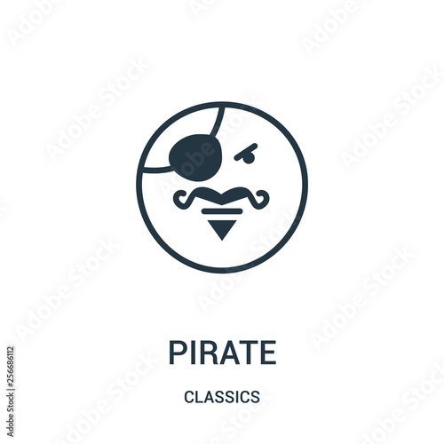 pirate icon vector from classics collection. Thin line pirate outline icon vector illustration. Linear symbol.