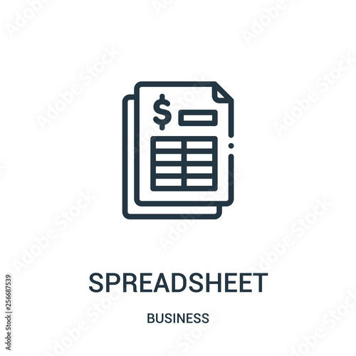 spreadsheet icon vector from business collection. Thin line spreadsheet outline icon vector illustration. Linear symbol.