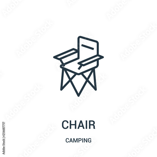 chair icon vector from camping collection. Thin line chair outline icon vector illustration. Linear symbol.
