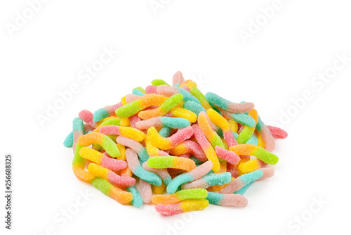 Juicy colorful jelly sweets. Gummy candies. Snakes.