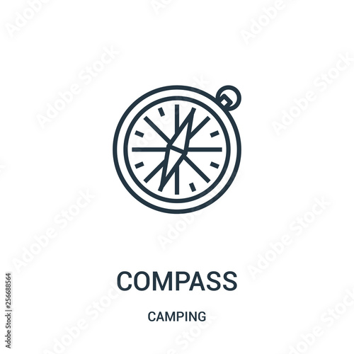 compass icon vector from camping collection. Thin line compass outline icon vector illustration. Linear symbol.