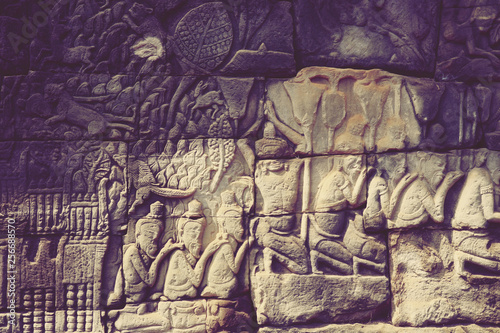 Angkor Wat Wall and Sculpture Texture