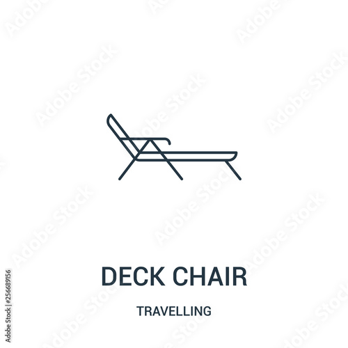 deck chair icon vector from travelling collection. Thin line deck chair outline icon vector illustration. Linear symbol.