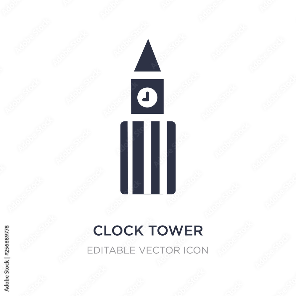 clock tower icon on white background. Simple element illustration from Monuments concept. clock tower icon on white background. Simple element illustration from Monuments concept.