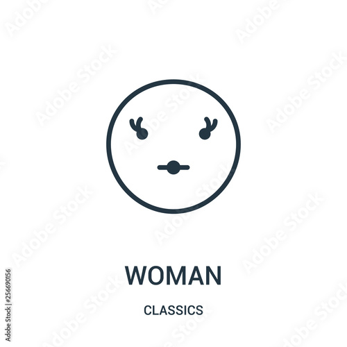 woman icon vector from classics collection. Thin line woman outline icon vector illustration. Linear symbol.