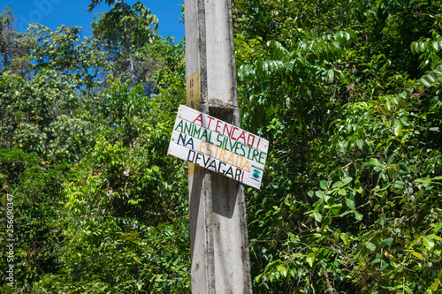 Ilha de Itamaraca, Brazil - Circa December 2018: Sign written 