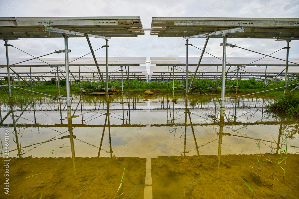 Water raft under outdoor solar photovoltaic panels Water raft under outdoor solar photovoltaic panels