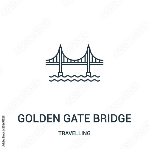 golden gate bridge icon vector from travelling collection. Thin line golden gate bridge outline icon vector illustration. Linear symbol.