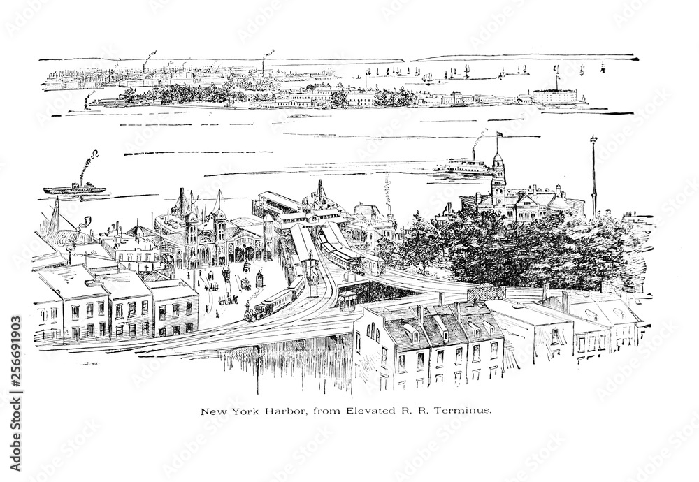 Obraz premium New York city. Engraving illustration