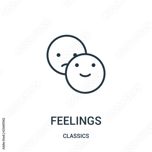 feelings icon vector from classics collection. Thin line feelings outline icon vector illustration. Linear symbol.