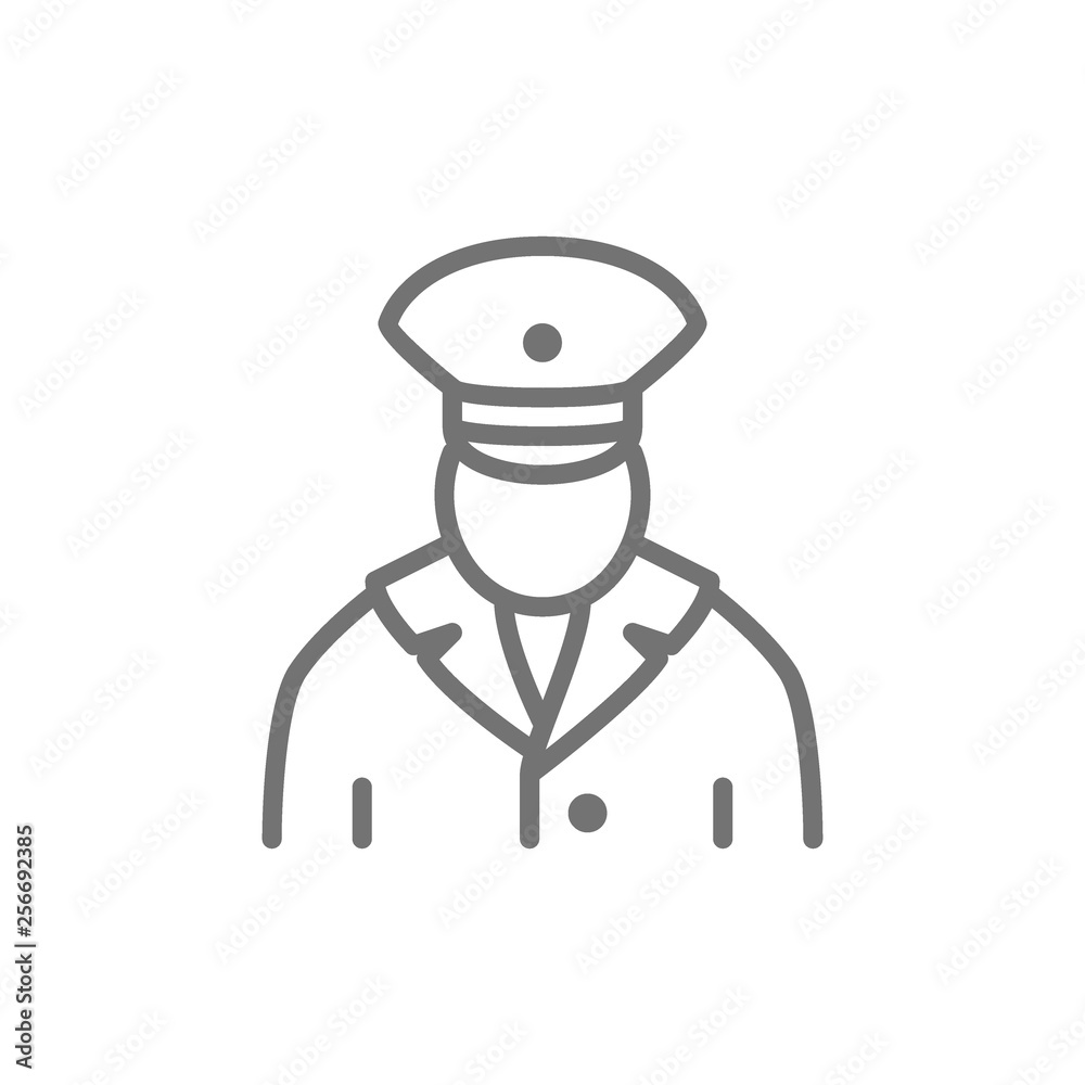 Railway worker, train conductor, subway line icon. Railway worker, train conductor, subway line icon.